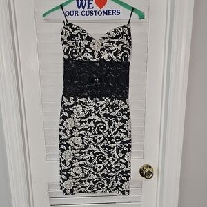 Elegant Black and White Floral Dress